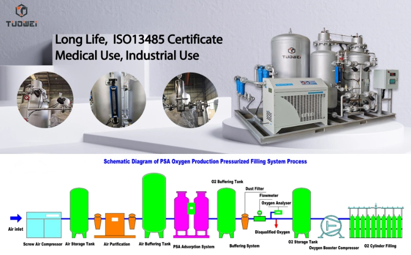 Medical Oxygen Producing Machine Oxygen Plant Psa Oxygen Generator Used for Cylinder Filling Pump System (ISO13485 Certification)